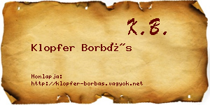 Klopfer Borbás névjegykártya